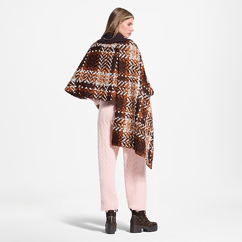Asymmetrical Tartan Tweed Cape Coat in Kobiety's Odzież Płaszcze i kurtki collections by Louis Vuitton (Powiększenie produktu)