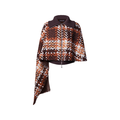 Asymmetrical Tartan Tweed Cape Coat in Kobiety's Odzież Płaszcze i kurtki collections by Louis Vuitton (Powiększenie produktu)