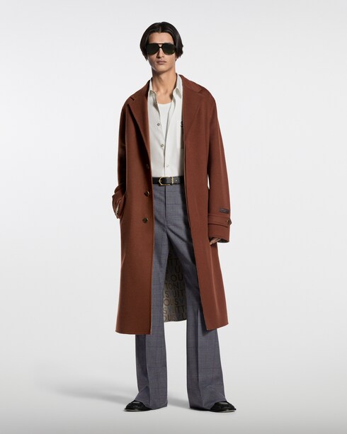 Double-Face Wool Silk Belted Coat in New's For Men Spring-Summer 2026 Show collections by Louis Vuitton