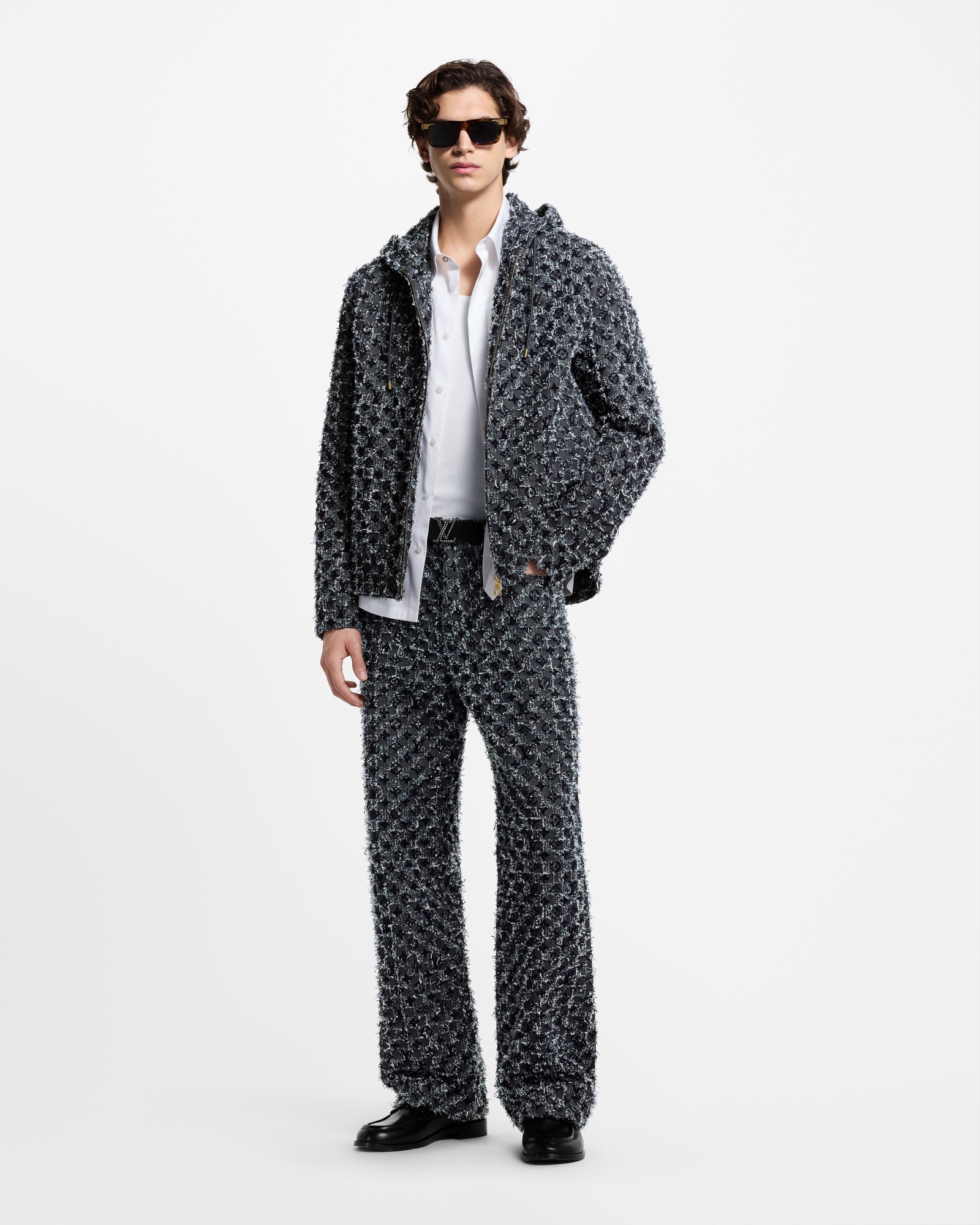 Flocked Monogram Denim Hoodie - Ready-to-Wear | LOUIS VUITTON