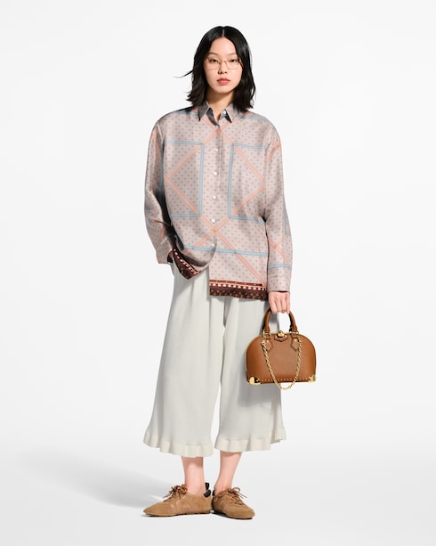 Camisa de seda con estampado de baúles Mujer Prêt-à-Porter Tops | LOUIS VUITTON