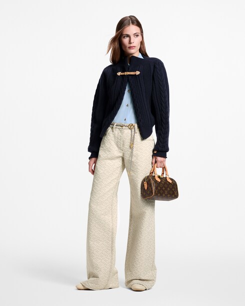Women - Strap Front Cable-Knit Cardigan Women Ready-to-Wear Knitwear | LOUIS VUITTON