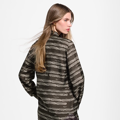 Koszula Jedwabna Train Print in Kobiety's Odzież Topy i Koszule collections by Louis Vuitton (Powiększenie produktu)