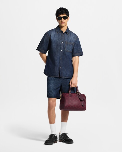 Chemise Monogram à manches courtes en chambray délavé Homme Prêt-à-porter Chemises | LOUIS VUITTON