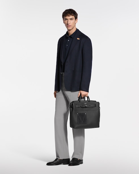 Wool-Silk Blend Long-Sleeved Polo Shirt in New's For Men LV Trunk Edition collections by Louis Vuitton