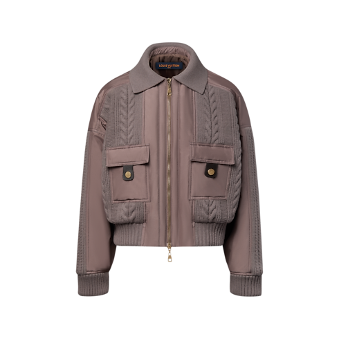 Cable Knit Insert Bomber Jacket in Kobiety's Odzież Płaszcze i kurtki collections by Louis Vuitton (Powiększenie produktu)