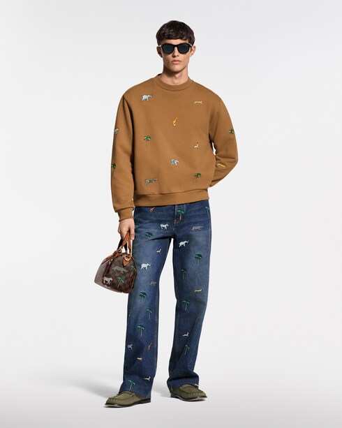LV x The Darjeeling Limited Embroidered Long-Sleeved Crewneck in New's For Men The Latest collections by Louis Vuitton