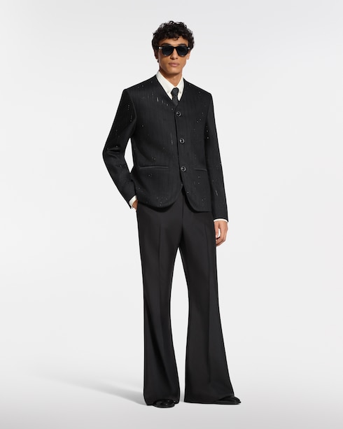 Giacca gessata con scollo a V e decori Novità Per gli uomini New Formal | LOUIS VUITTON