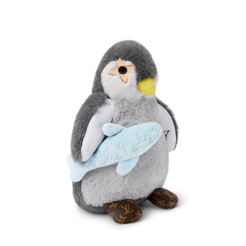 Widok Maskotka pingwin Doudou z boku