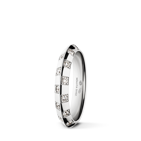 Mały pierścionek Le Damier de Louis Vuitton, białe złoto i diamenty in Les Extraordinaires's Jewellery Rings collections by Louis Vuitton (Powiększenie produktu)