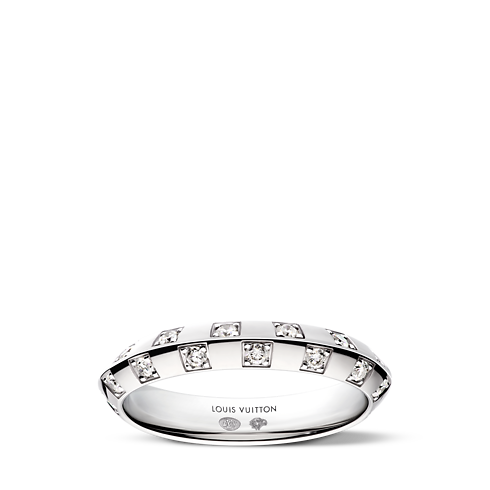 Mały pierścionek Le Damier de Louis Vuitton, białe złoto i diamenty in Les Extraordinaires's Jewellery Rings collections by Louis Vuitton (Powiększenie produktu)