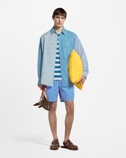 Men - Monogram Striped Swim Shorts Men Ready-to-Wear All Ready-to-Wear | LOUIS VUITTON