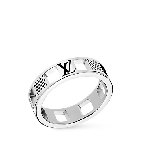 Pierścień Damier Staples Cut Out S00 in Mężczyźni's Biżuteria modowa Pierścionki collections by Louis Vuitton (Powiększenie produktu)