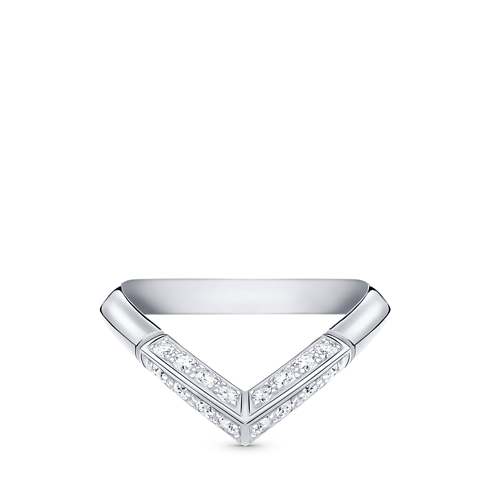 Pierścień V pavé LV Diamonds, platyna in Biżuteria's Kategorie Wedding Bands collections by Louis Vuitton (Powiększenie produktu)