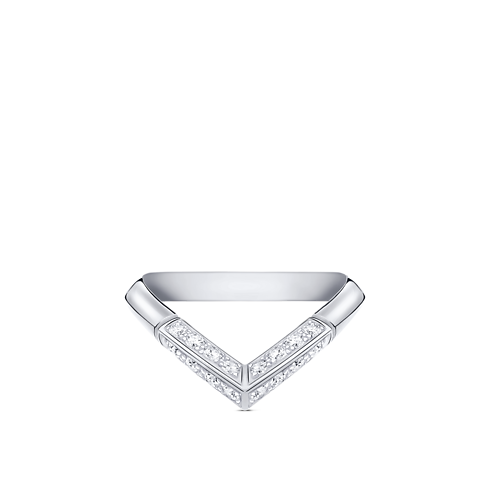 Pierścień V pavé LV Diamonds, platyna in Biżuteria's Kategorie Wedding Bands collections by Louis Vuitton (Powiększenie produktu)