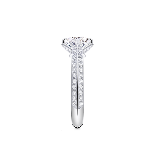 Widok Pierścionek Solitaire pavé LV Diamonds, szlif brylantowy z boku