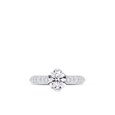 Widok Pierścionek Solitaire pavé LV Diamonds, szlif brylantowy z przodu