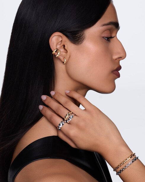 Earcuff doble Le Damier de Louis Vuitton de oro amarillo y diamantes Joyería Categorías Pendientes | LOUIS VUITTON