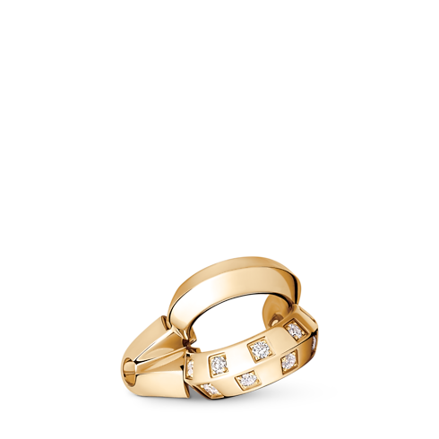 Podwójna nausznica Le Damier de Louis Vuitton z żółtego złota i diamentów in Biżuteria's Kategorie Kolczyki collections by Louis Vuitton (Powiększenie produktu)
