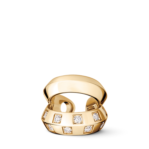 Podwójna nausznica Le Damier de Louis Vuitton z żółtego złota i diamentów in Biżuteria's Kategorie Kolczyki collections by Louis Vuitton (Powiększenie produktu)