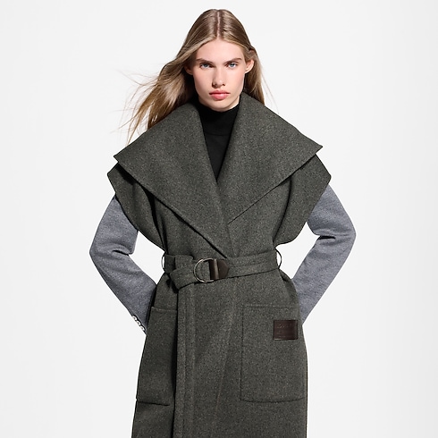 Płaszcz Kopertowy bez Rękawów z Szalowym Kołnierzem in Kobiety's Odzież Płaszcze i kurtki collections by Louis Vuitton (Powiększenie produktu)