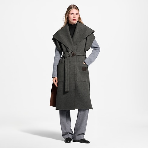 Płaszcz Kopertowy bez Rękawów z Szalowym Kołnierzem in Kobiety's Odzież Płaszcze i kurtki collections by Louis Vuitton (Powiększenie produktu)