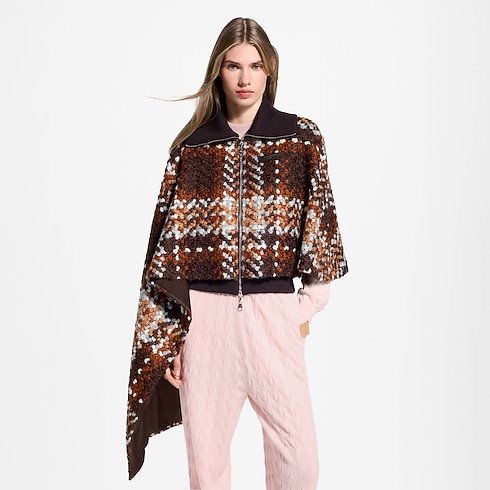 Płaszcz-peleryna Asymetryczny Tartan Tweed in Kobiety's Odzież Płaszcze i kurtki collections by Louis Vuitton (Powiększenie produktu)