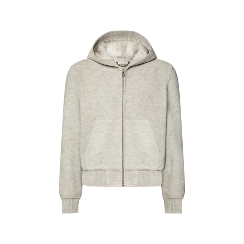 Widok Skórzana bluza z kapturem Trompe-Oeil Signature z przodu
