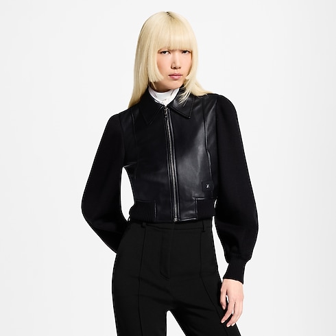 Skórzana kurtka z dzianinowymi rękawami in Kobiety's Odzież Płaszcze i kurtki collections by Louis Vuitton (Powiększenie produktu)