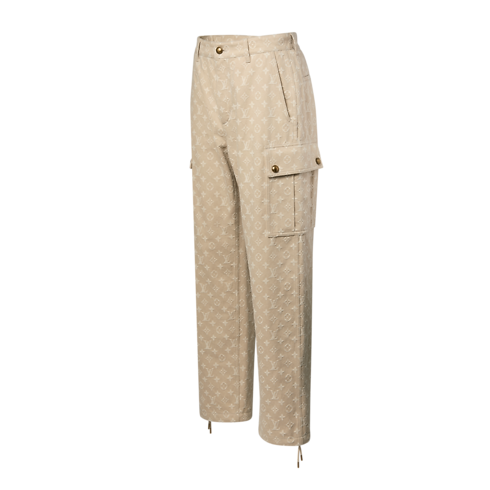 Widok Spodnie Monogram Jacquard Wintry Denim Cargo Pants z boku