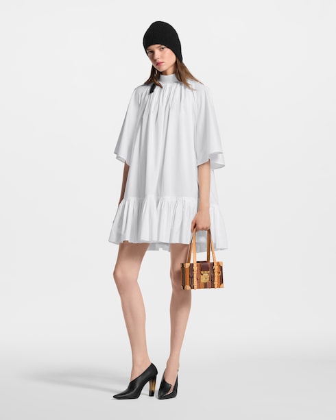 Abito babydoll a maniche corte con pieghe Donna Abbigliamento Abiti | LOUIS VUITTON