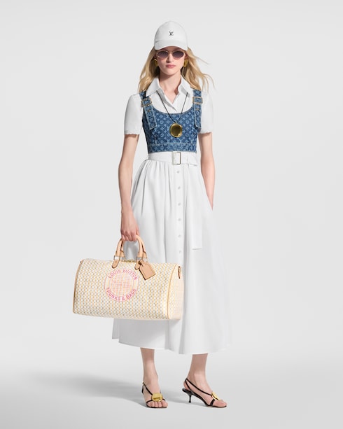 Abito-camicia con cintura e finiture in Sangallo Donna Abbigliamento Abiti | LOUIS VUITTON