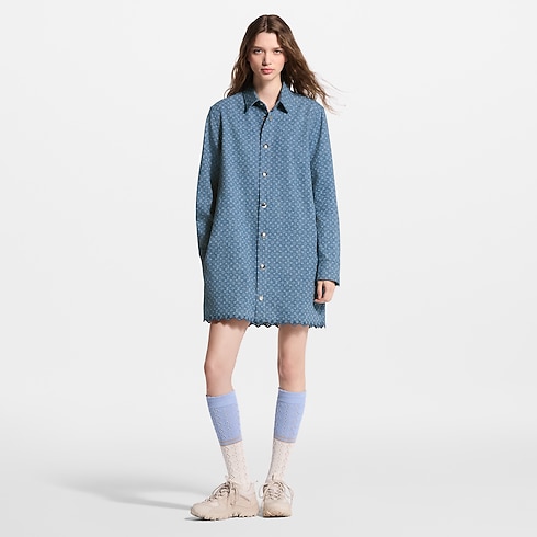 Sukienka Monogram Denim Shirt Dress in Kobiety's Odzież Sukienki collections by Louis Vuitton (Powiększenie produktu)