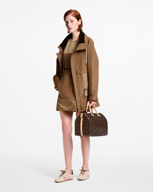 Vestido bimateria con cinturón Mujer Prêt-à-Porter Vestidos | LOUIS VUITTON