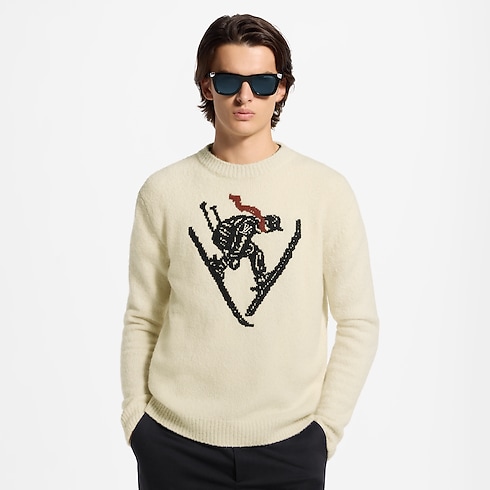 Sweter z długim rękawem z intarsją i sygnaturą in Mężczyźni's Odzież Odzież collections by Louis Vuitton (Powiększenie produktu)