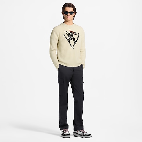 Sweter z długim rękawem z intarsją i sygnaturą in Mężczyźni's Odzież Odzież collections by Louis Vuitton (Powiększenie produktu)