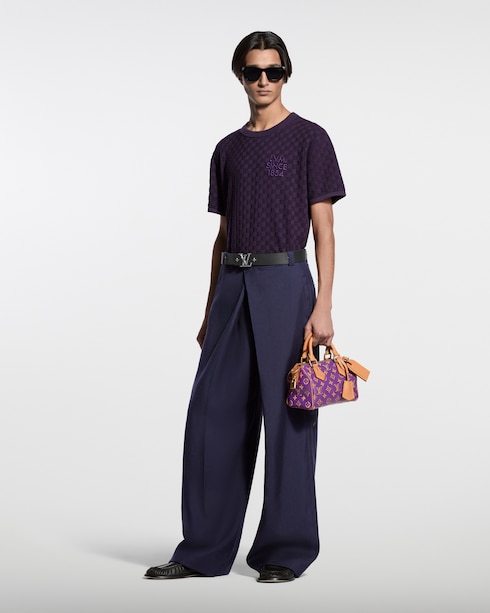 Damier Jacquard Short-Sleeved Crewneck in New's For Men Spring-Summer 2026 Show collections by Louis Vuitton