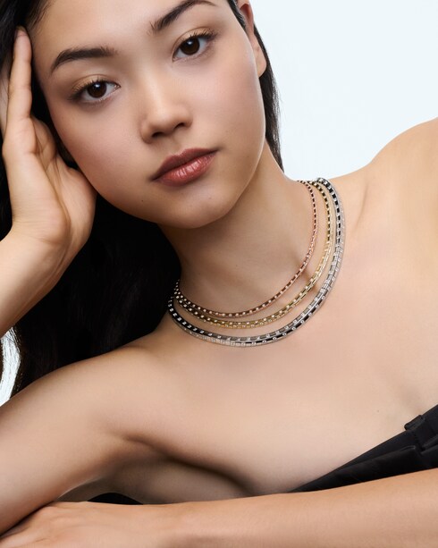 Collier large Le Damier de Louis Vuitton, or blanc et diamants Joaillerie Catégories Colliers et pendentifs | LOUIS VUITTON