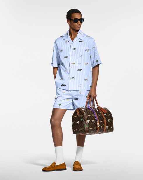 LV x The Darjeeling Limited - Short rayé brodé Nouveautés Homme Dernières nouveautés | LOUIS VUITTON