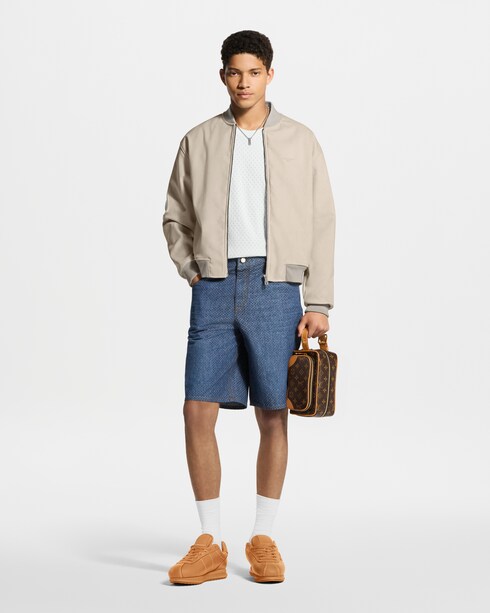 Shorts aus Chambray mit reflektierendem Nanogram-Motiv Herren Ready to Wear Denim | LOUIS VUITTON