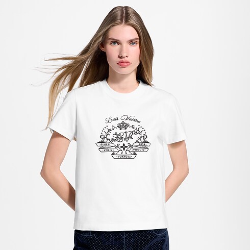 T-shirt Flocked Signature in Kobiety's Odzież T-shirty i Bluzy collections by Louis Vuitton (Powiększenie produktu)