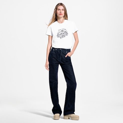 T-shirt Flocked Signature in Kobiety's Odzież T-shirty i Bluzy collections by Louis Vuitton (Powiększenie produktu)