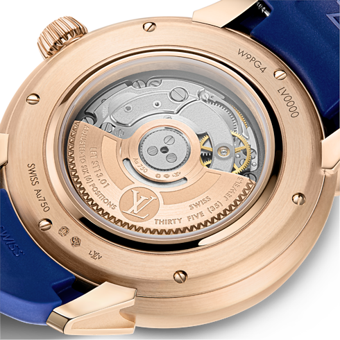 Tambour Spin Time, automatyczny, 39,5 mm, różowe złoto, opal i szafiry in Zegarki's Zegarki } collections by Louis Vuitton (Powiększenie produktu)