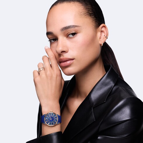 Reloj Tambour Spin Time, automático, 39,5 mm, oro rosa, ópalo y zafiros Relojería Todos los relojes } | LOUIS VUITTON