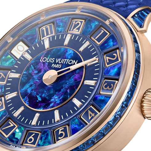 Tambour Spin Time, automatyczny, 39,5 mm, różowe złoto, opal i szafiry in Zegarki's Zegarki } collections by Louis Vuitton (Powiększenie produktu)