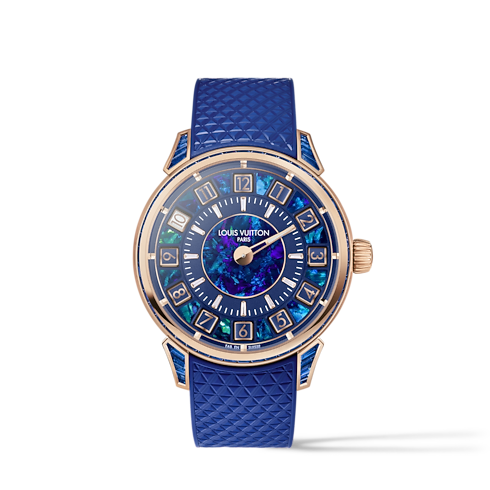 Tambour Spin Time, automatyczny, 39,5 mm, różowe złoto, opal i szafiry in Zegarki's Zegarki } collections by Louis Vuitton (Powiększenie produktu)