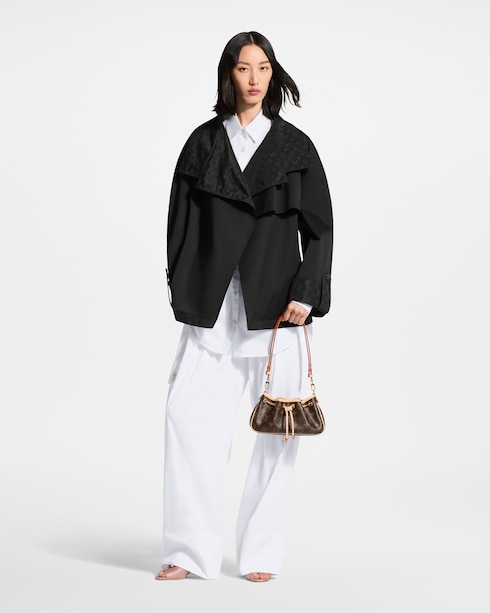 Kurzer Trenchcoat mit Monogram-Akzent Damen Neuheiten Damen } | LOUIS VUITTON