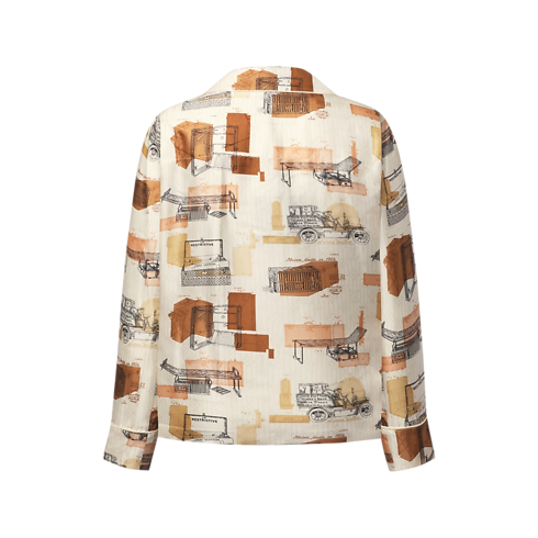 Trunk Print Pajama Shirt in Kobiety's Odzież Topy i Koszule collections by Louis Vuitton (Powiększenie produktu)