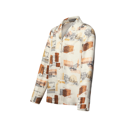 Trunk Print Pajama Shirt in Kobiety's Odzież Topy i Koszule collections by Louis Vuitton (Powiększenie produktu)