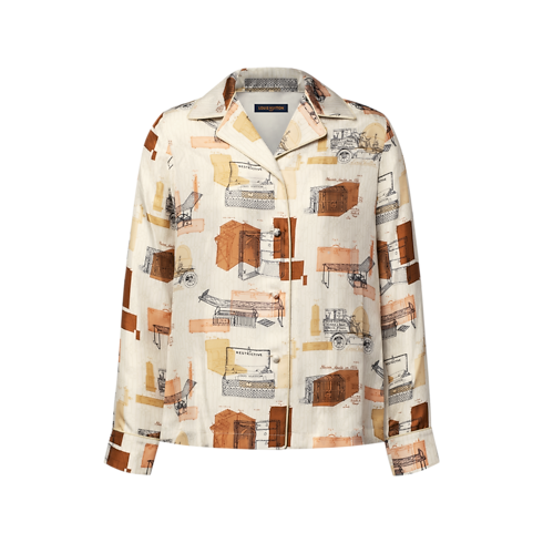 Trunk Print Pajama Shirt in Kobiety's Odzież Topy i Koszule collections by Louis Vuitton (Powiększenie produktu)